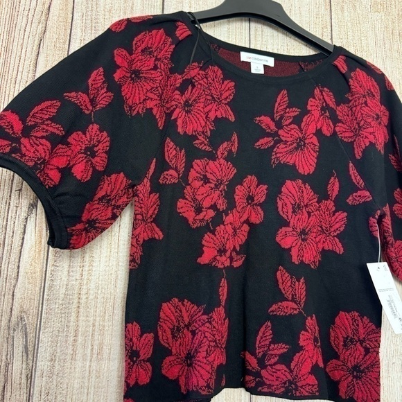 Liz Claiborne Womens Crew Neck Elbow Floral Pullover Sweater size Small - Picture 8 of 12